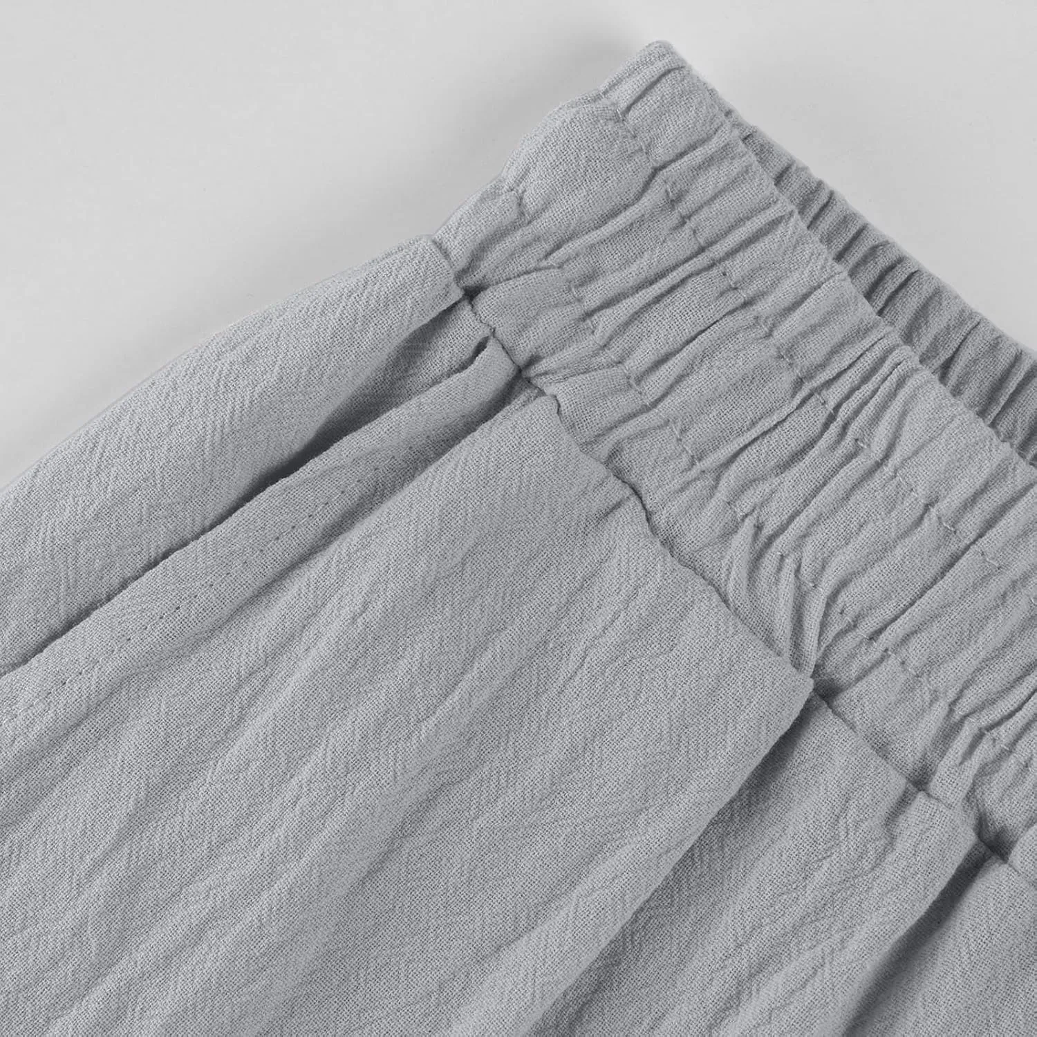 2024 Linen Crop Pants for Women Casual Summer Drawstring High Waisted Joggers with Pockets Straight Leg Cropped Pants
