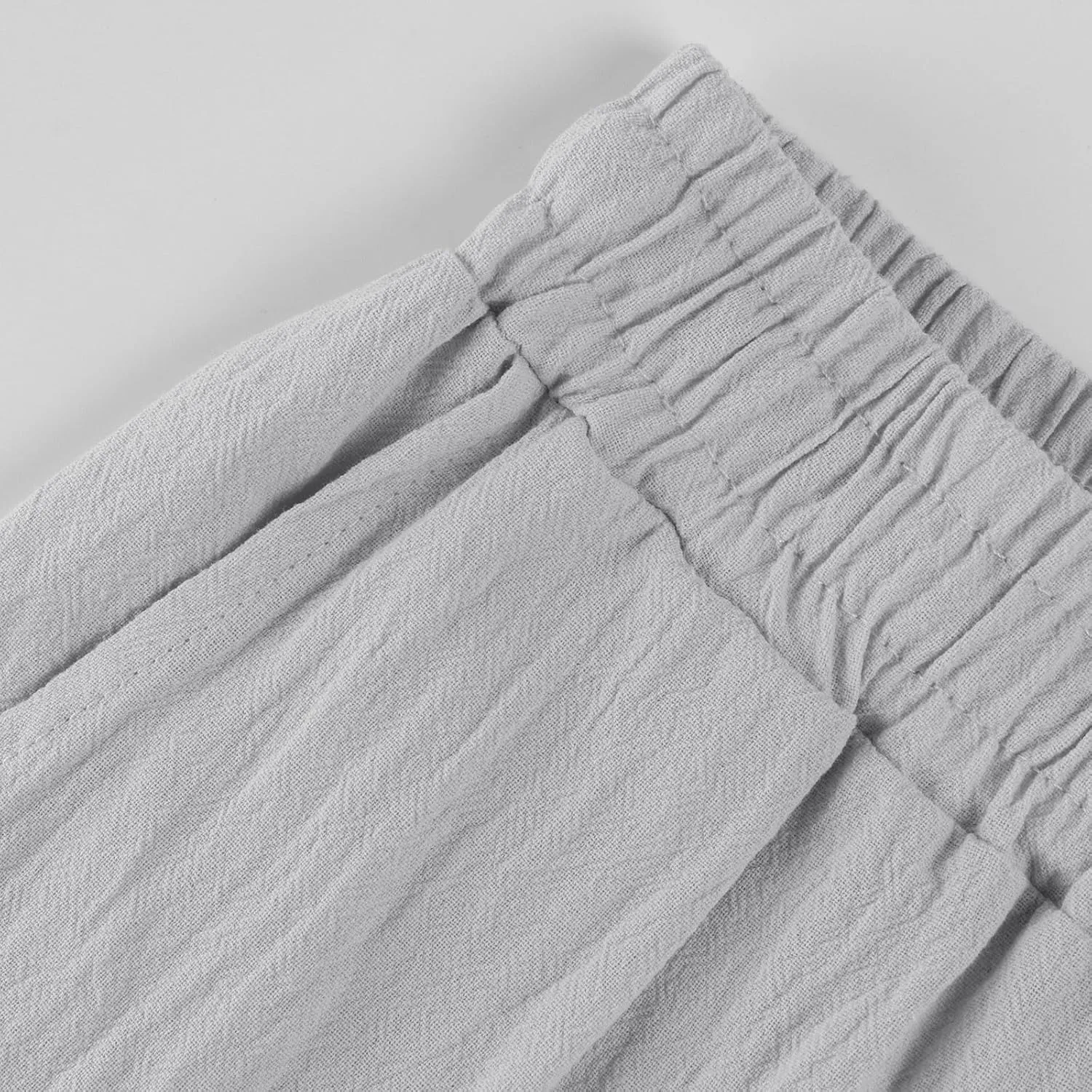 2024 Linen Crop Pants for Women Casual Summer Drawstring High Waisted Joggers with Pockets Straight Leg Cropped Pants