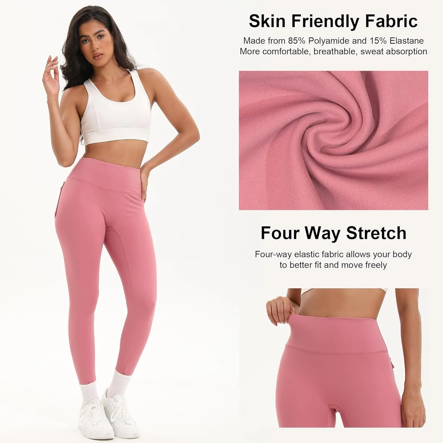3 Pcs Women's High Waist Leggings, Elastic Leggings for Sports and Fitness Yoga Gym Running Pants