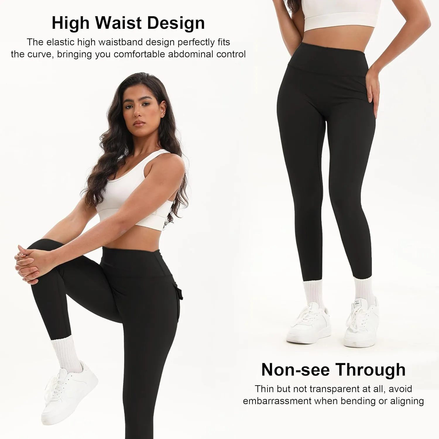 3 Pcs Women's High Waist Leggings, Elastic Leggings for Sports and Fitness Yoga Gym Running Pants