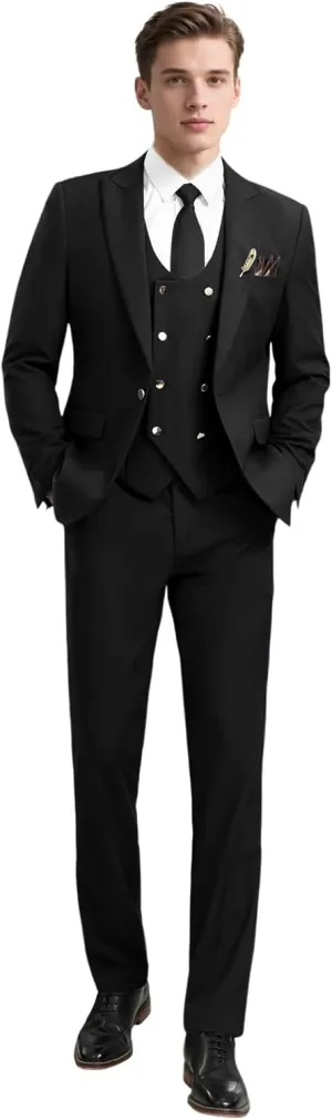 3 Piece Men's Suits Slim Fit Suits Double Breasted Suit Wedding Groomsmen Prom Business Suit Formal Tuxeds Blazer