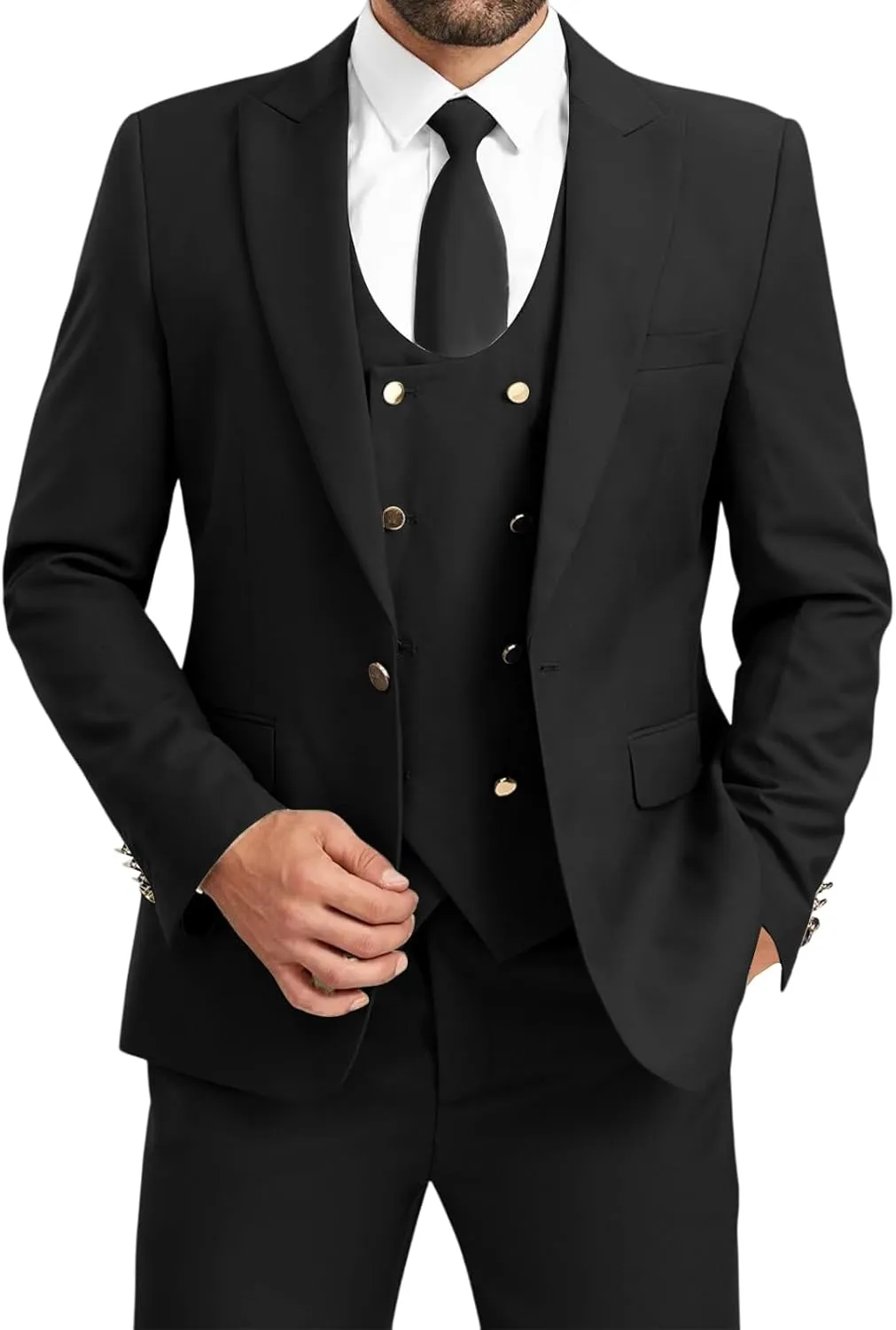 3 Piece Men's Suits Slim Fit Suits Double Breasted Suit Wedding Groomsmen Prom Business Suit Formal Tuxeds Blazer