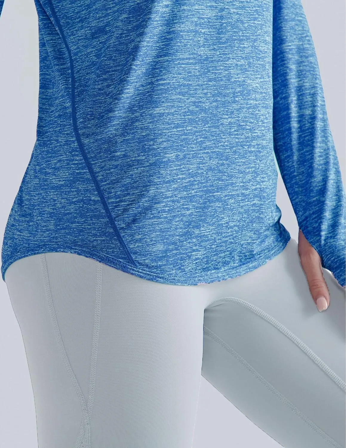 4-Pack: Womens Long Sleeve Athletic Tops with Thumb Holes – Dry Fit Active Crewneck Workout Tees