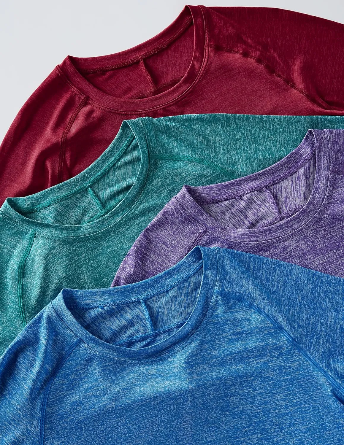 4-Pack: Womens Long Sleeve Athletic Tops with Thumb Holes – Dry Fit Active Crewneck Workout Tees