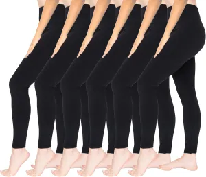 Active Club 3 or 6-Pack Fleece Lined Leggings for Women, High-Waisted Womens Leggings with Wide Waistband and Fleece Lining