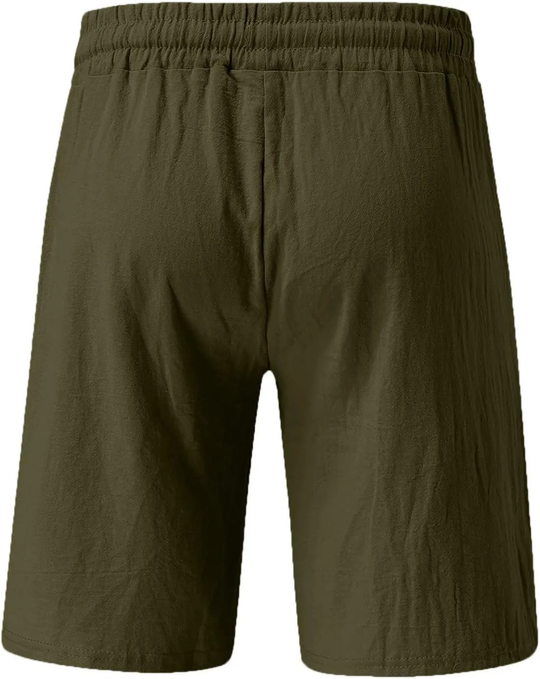 aihihe Men's Linen Bermuda Shorts Elastic Waist Drawstring Casual Summer Shorts Lighweight Loose Fit Beach Short Pants