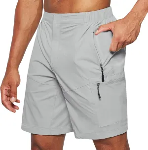 Alalaso Mens Hiking Cargo Shorts 5 Inch Inseam with Zipper Pockets Quick Dry Lightweight Drawstring Shorts for Summer Outdoor