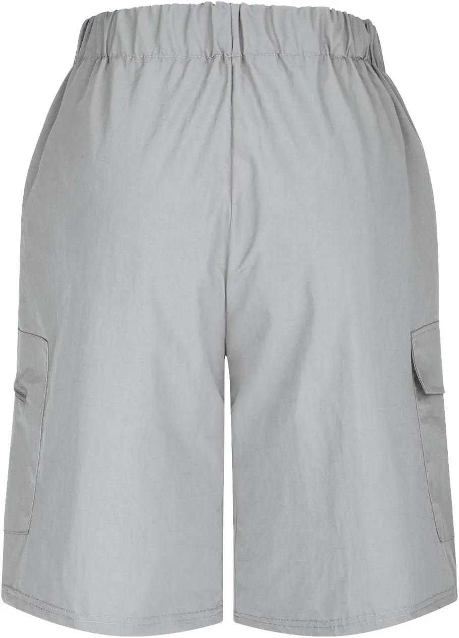 Alalaso Mens Hiking Cargo Shorts 5 Inch Inseam with Zipper Pockets Quick Dry Lightweight Drawstring Shorts for Summer Outdoor