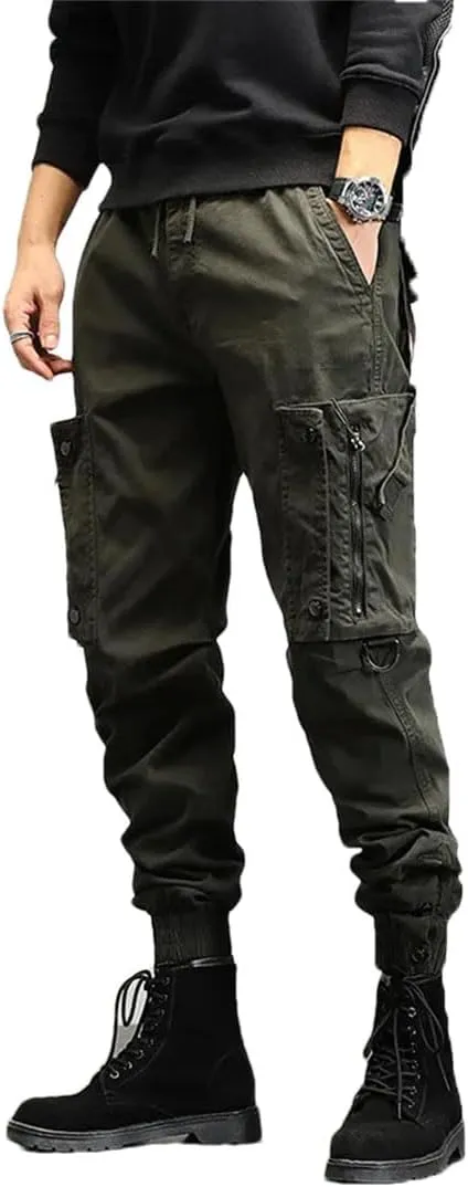 Alloaone Mens Spring Autumn Cargo Pants Multi Pocket Khaki Trousers Military Cotton Pantalon Cargo Pants