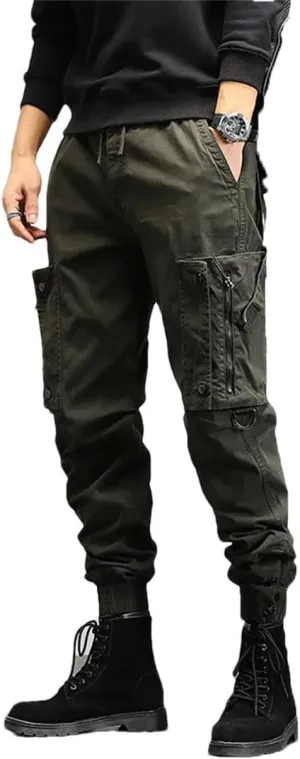 Alloaone Mens Spring Autumn Cargo Pants Multi Pocket Khaki Trousers Military Cotton Pantalon Cargo Pants