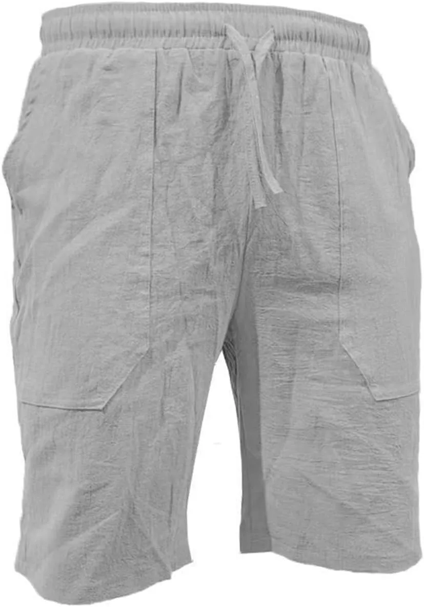 Athletic Shorts for Men Loose 3/4 Shorts Drawstring Elastic Waist Baggy Wide Leg Casual Beach Yoga Trousers Mens