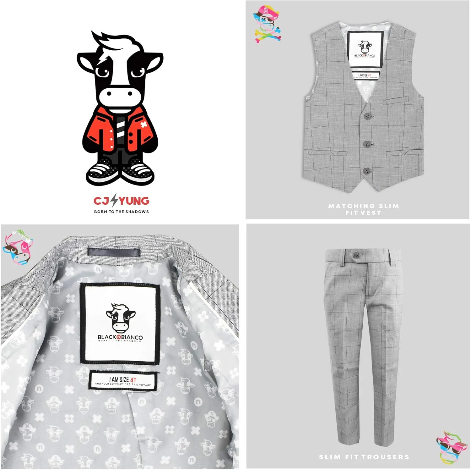 Black n Bianco Boys' First Class Slim Fit Suits Lightweight Style. Presented by Baby Muffin