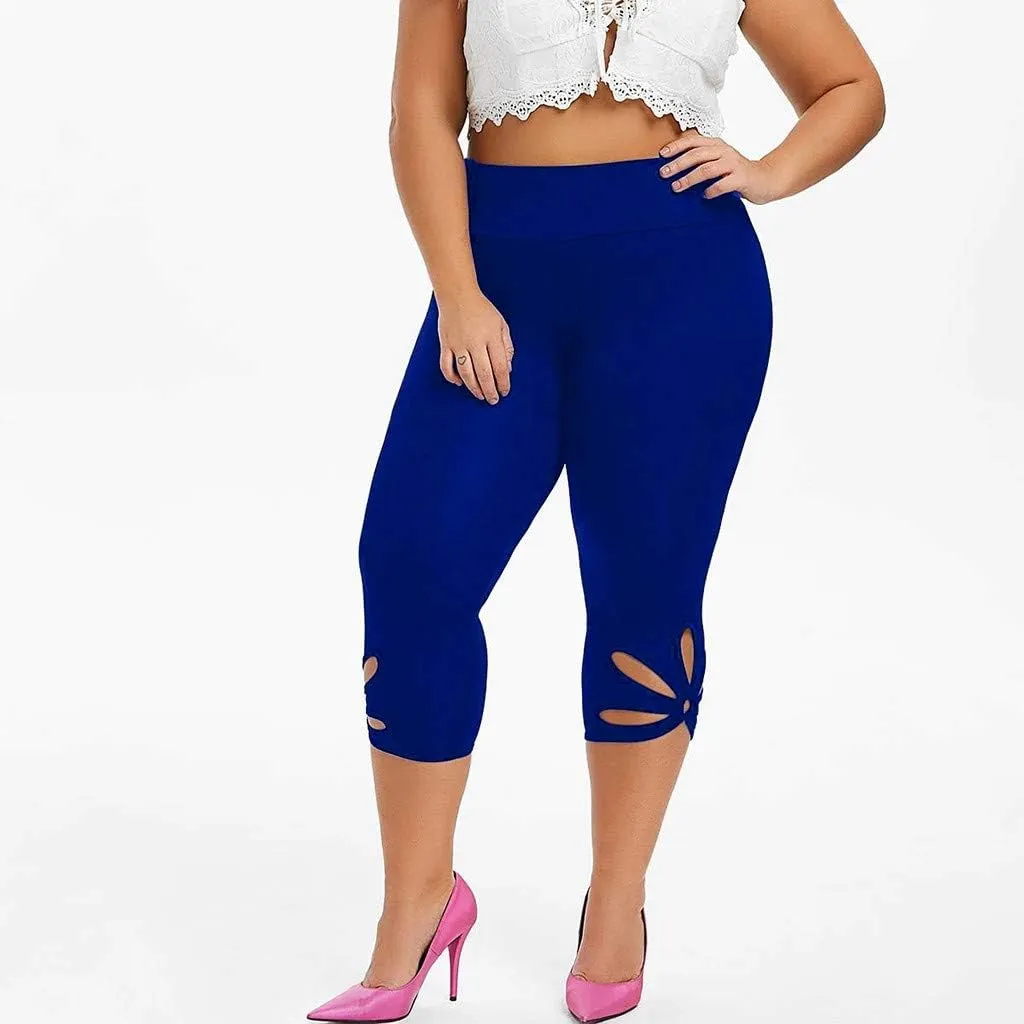 Capri Leggings for Women Plus Size Elastic High Waisted Tummy Control Cropped Yoga Pants Casual Cute Soft Comfy Capris Tights