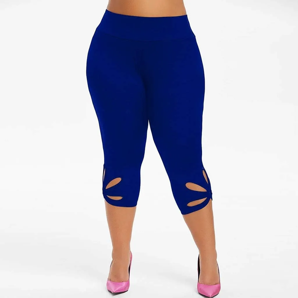 Capri Leggings for Women Plus Size Elastic High Waisted Tummy Control Cropped Yoga Pants Casual Cute Soft Comfy Capris Tights