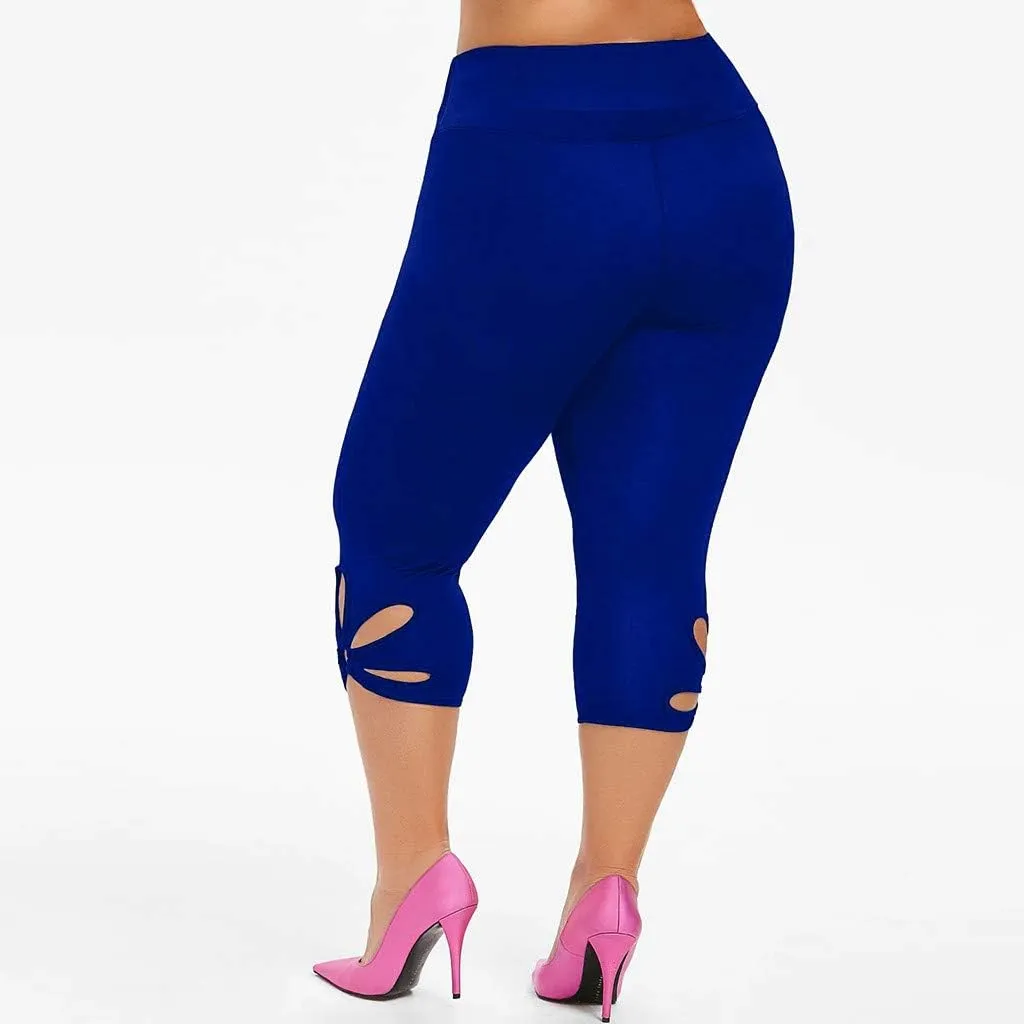 Capri Leggings for Women Plus Size Elastic High Waisted Tummy Control Cropped Yoga Pants Casual Cute Soft Comfy Capris Tights