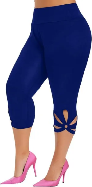 Capri Leggings for Women Plus Size Elastic High Waisted Tummy Control Cropped Yoga Pants Casual Cute Soft Comfy Capris Tights