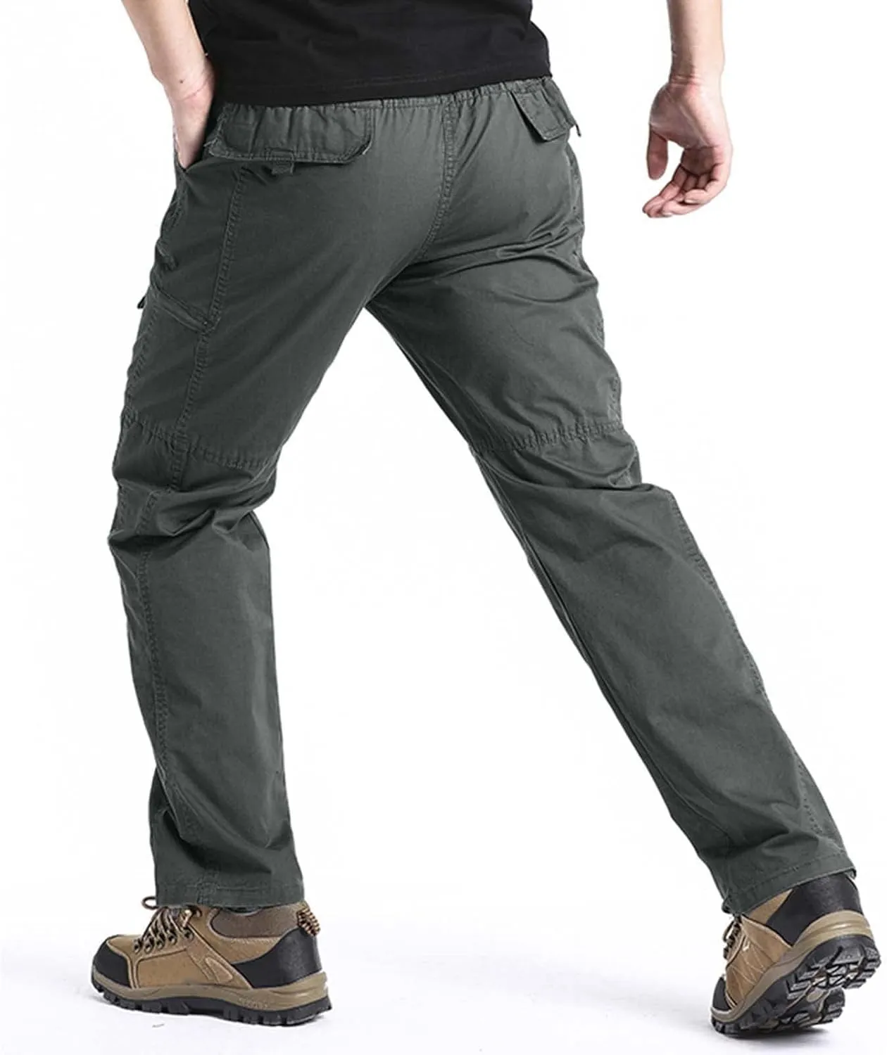 Cargo Pants for Men,Men's Flap Pocket Pants Drawstring Elastic Waist Long Pants Letter Graphic Street Cargo Pants