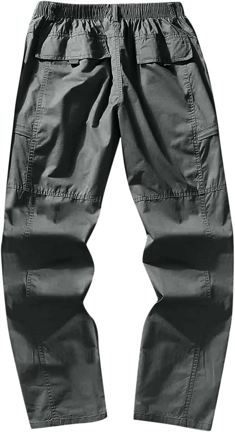 Cargo Pants for Men,Men's Flap Pocket Pants Drawstring Elastic Waist Long Pants Letter Graphic Street Cargo Pants