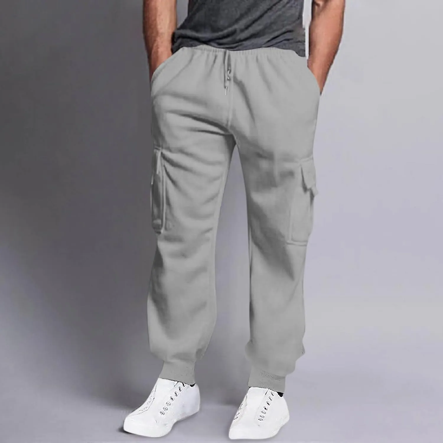 Cargo para and Winter High Street Fashion Leisure Loose Sports Running Solid Color Lace Up Pants Sweater Gift for