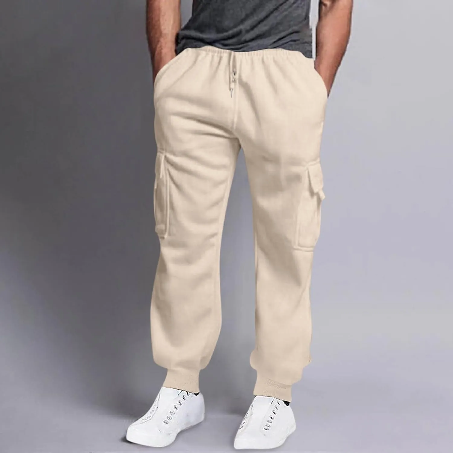 Cargo para and Winter High Street Fashion Leisure Loose Sports Running Solid Color Lace Up Pants Sweater Gift for