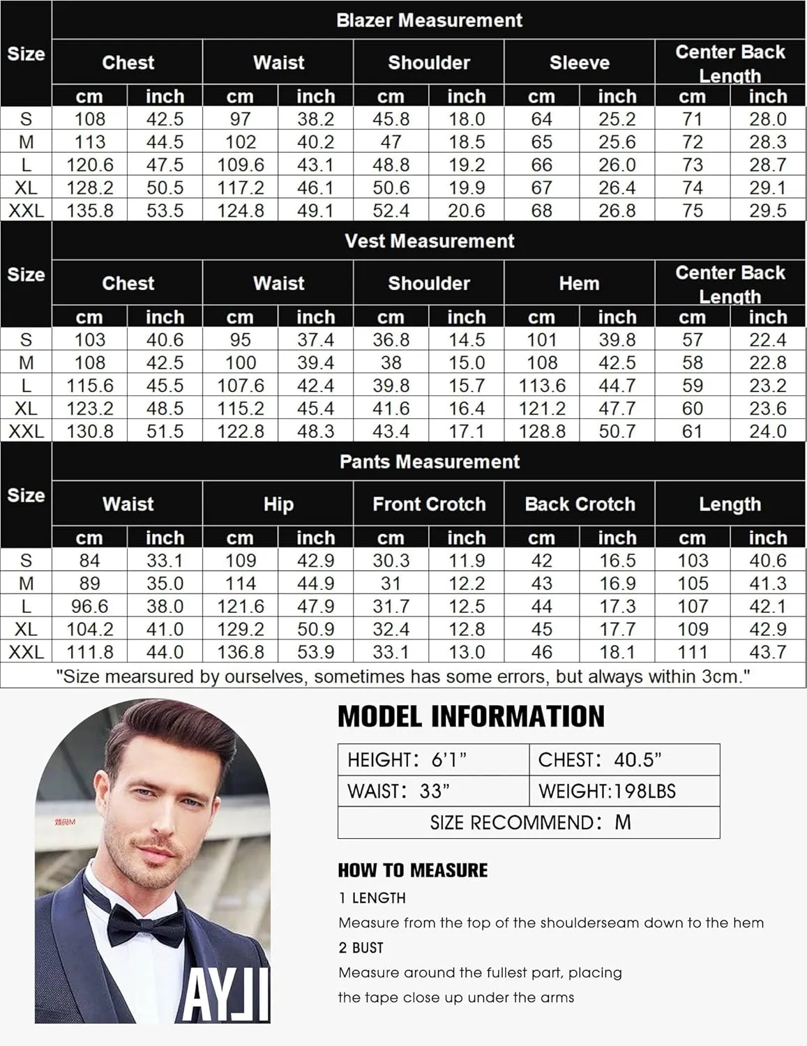 COOFANDY Men’s 3 Piece Slim Fit Suits One Button Blazer Vest Suit Pants with Tie