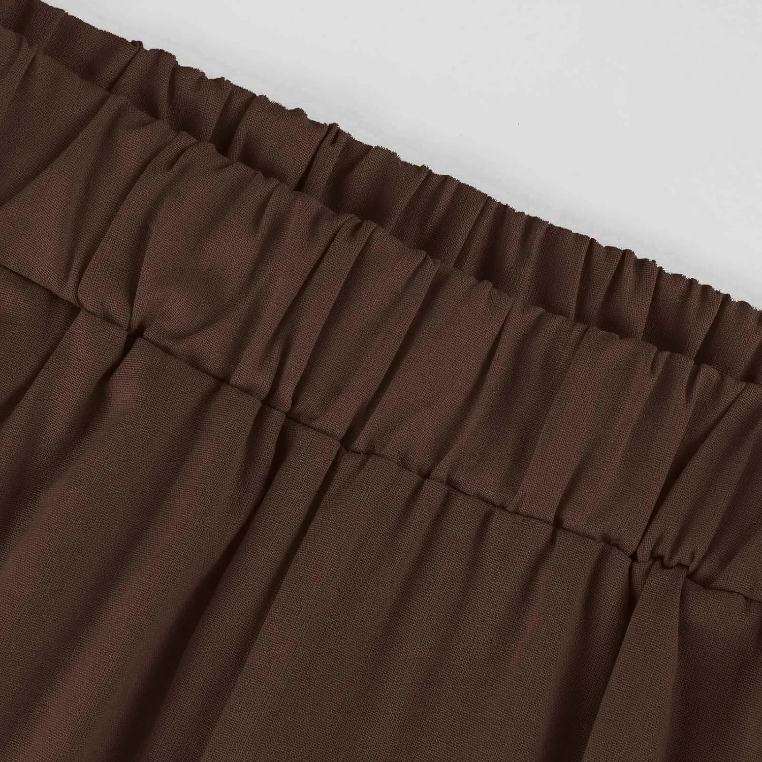 Cropped Linen Pants Women Summer Elastic Waist Straight Leg Plus Size Crop Pants Casual Beach Palazzo Trousers with Pockets