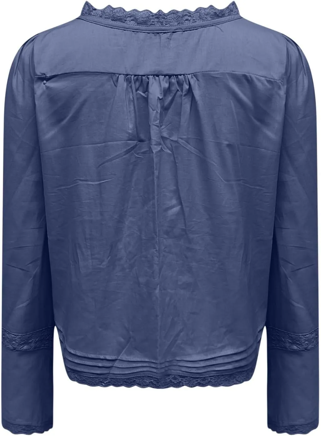 Cute Boho Lace Trim Shirts Women Summer Button Down Beach Crop Tops Casual Long Sleeve Tie Front Neck Y2k Clothes