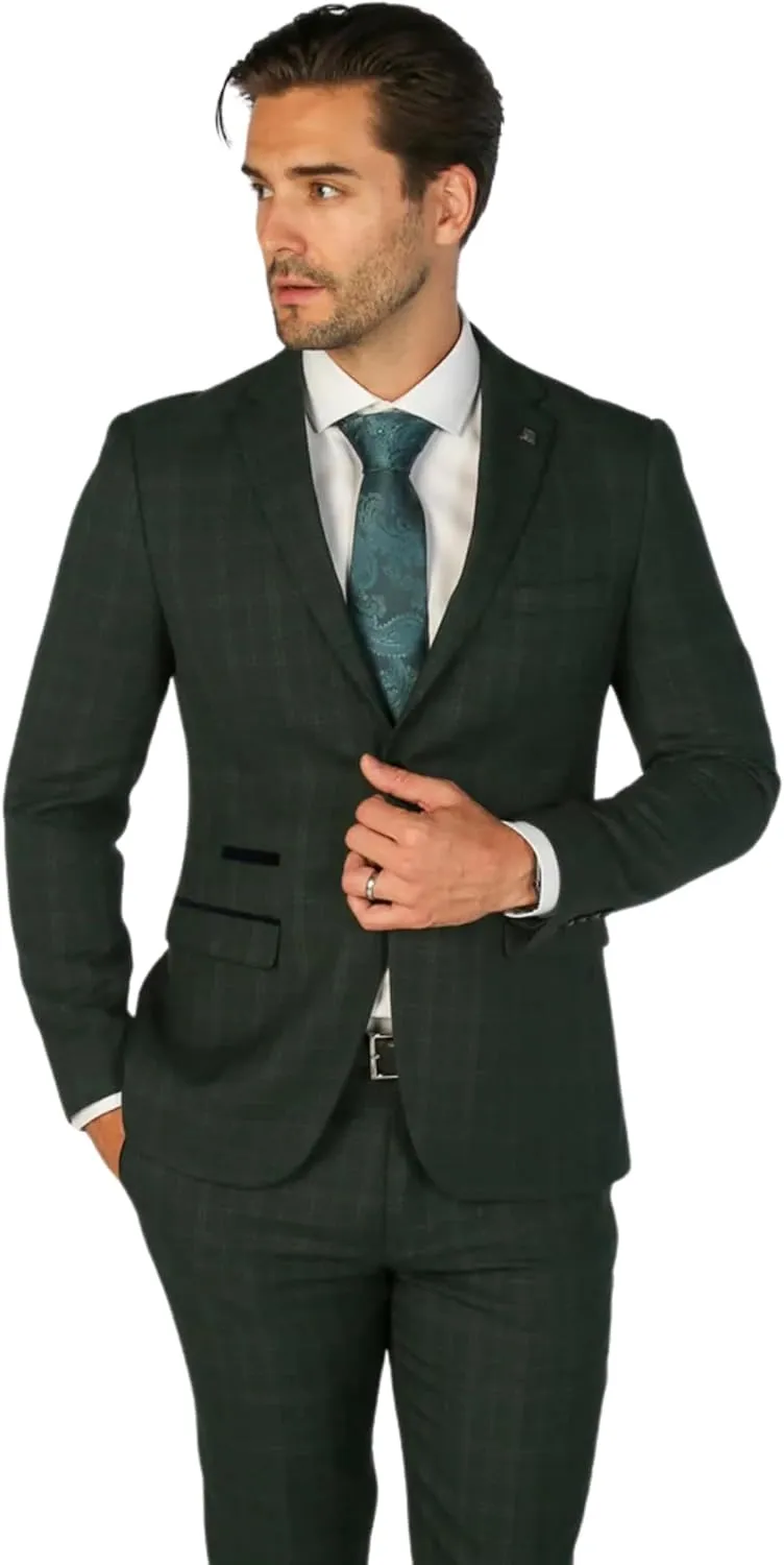Elegant Men's Check 2-Piece Suit - Perfect for Weddings & Formal Events