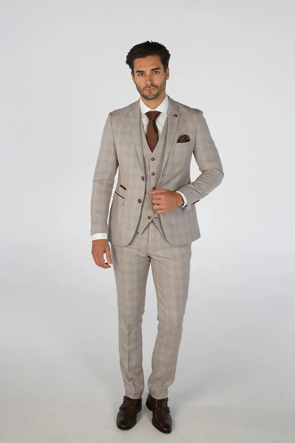 Elegant Men's Check 3-Piece Suit - Perfect for Weddings & Formal Events