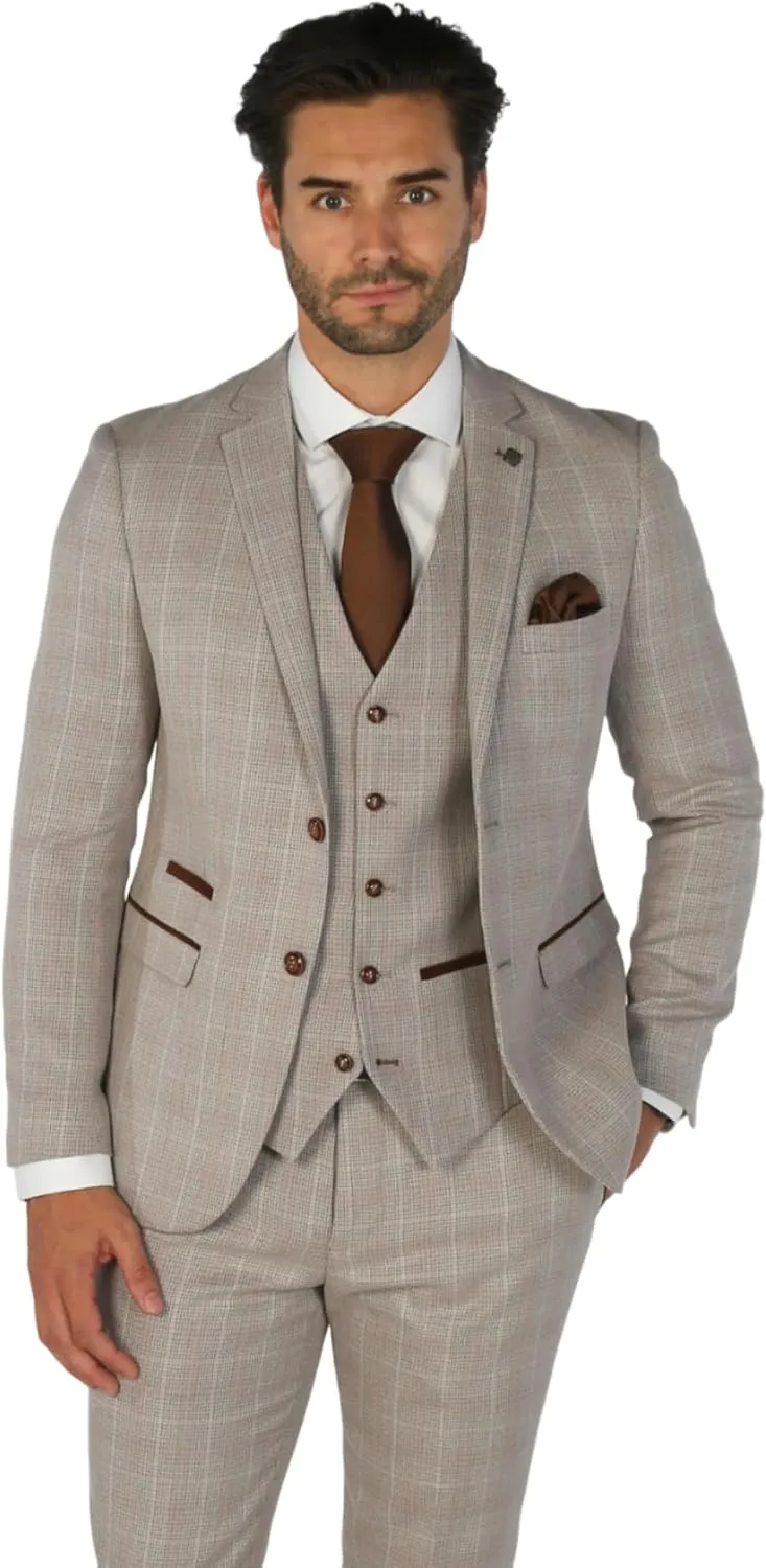 Elegant Men's Check 3-Piece Suit - Perfect for Weddings & Formal Events
