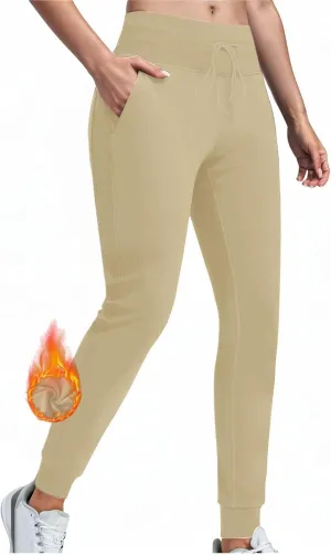Fleece Lined Joggers Women Athletic Winter Warm High Waisted Thermal Sweatpants Running Drawstring Workout Track