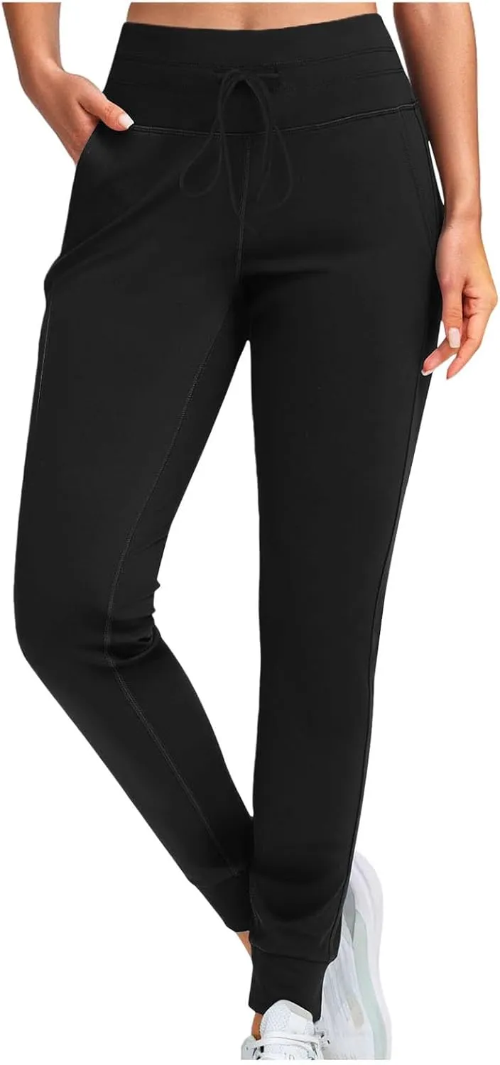Fleece Lined Joggers Women Athletic Winter Warm High Waisted Thermal Sweatpants Running Drawstring Workout Track