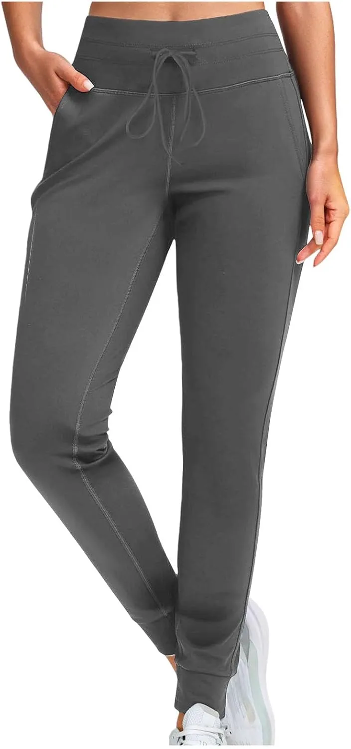 Fleece Lined Joggers Women Athletic Winter Warm High Waisted Thermal Sweatpants Running Drawstring Workout Track
