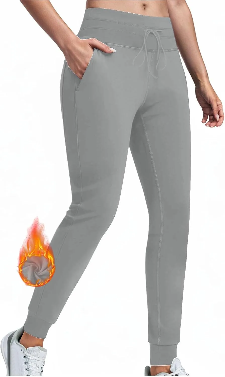 Fleece Lined Joggers Women Athletic Winter Warm High Waisted Thermal Sweatpants Running Drawstring Workout Track