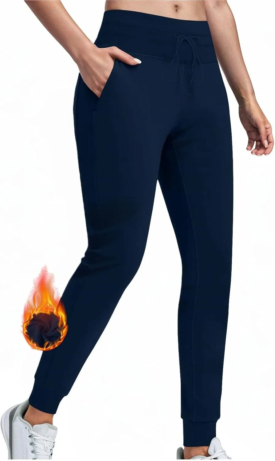 Fleece Lined Joggers Women Athletic Winter Warm High Waisted Thermal Sweatpants Running Drawstring Workout Track