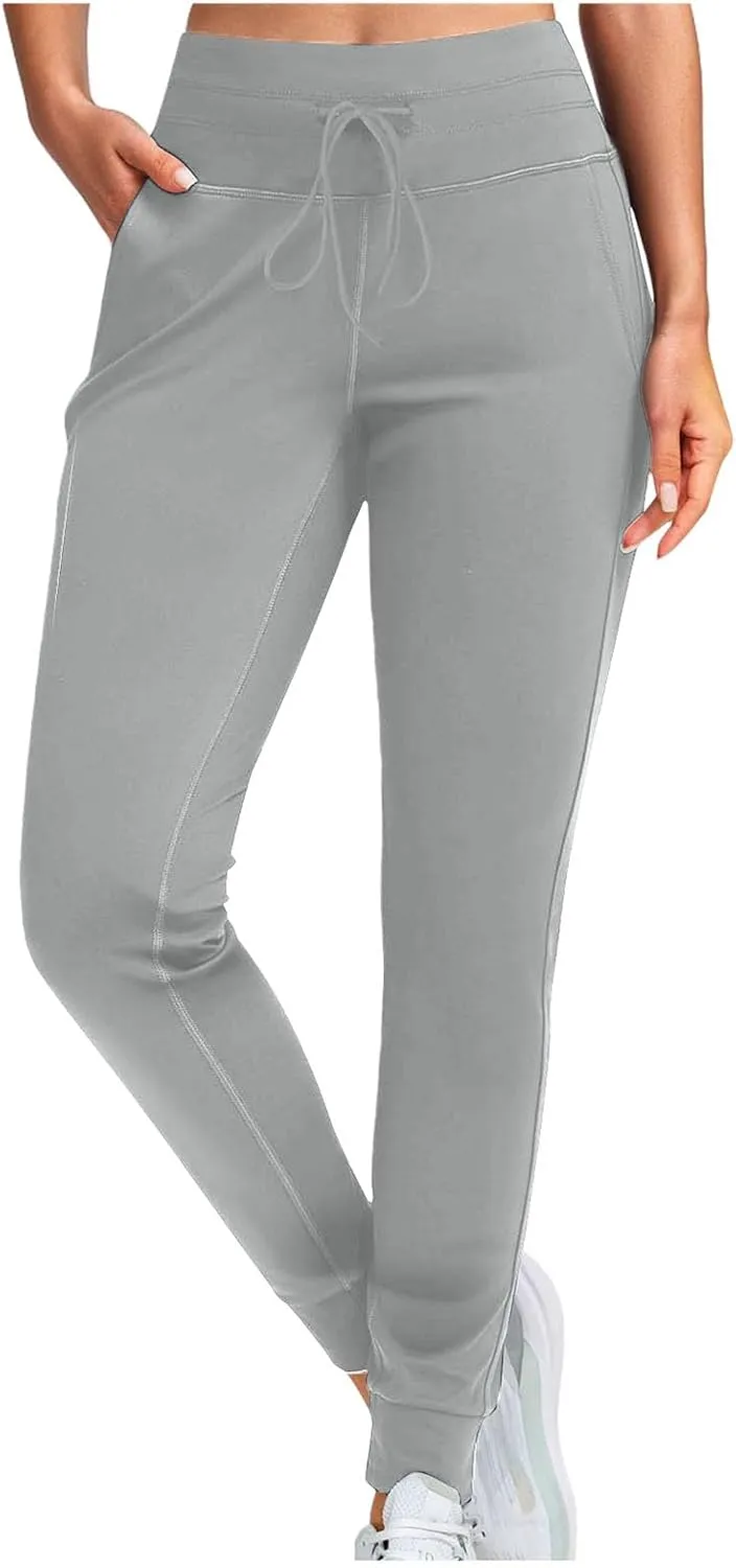Fleece Lined Joggers Women Athletic Winter Warm High Waisted Thermal Sweatpants Running Drawstring Workout Track