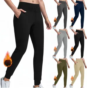 Fleece Lined Joggers Women Athletic Winter Warm High Waisted Thermal Sweatpants Running Drawstring Workout Track