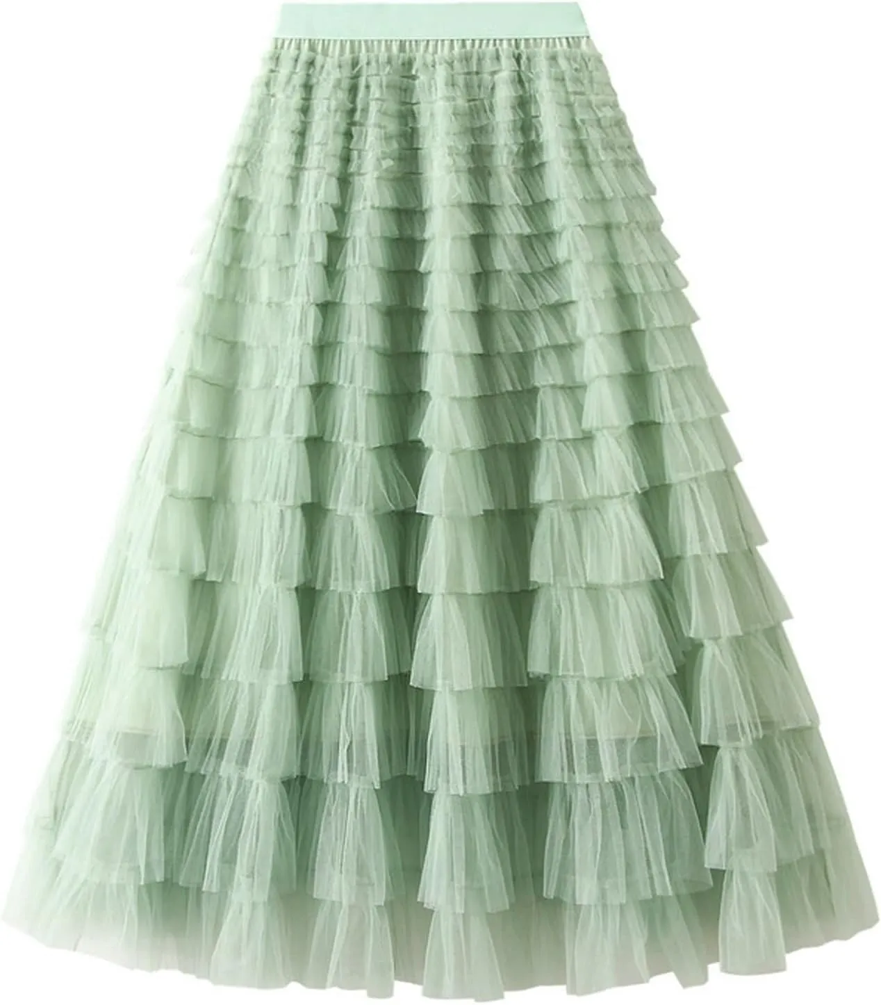 Flygo Women's Long Maxi Tulle Skirts A Line Ruffle High Waisted Tiered Layered Mesh Tutu Skirt Petticoat