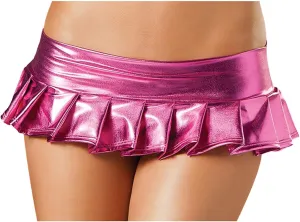 FZYLQY Women's Latex Metallic Skirt Sexy Pleated Mini Skater Skirt Solid Metallic Pleated Club Wear Pole Dance Mini Skirt