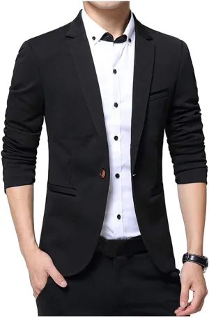 GATMSTZ Men's Single Breasted Slim Fit Suit Blazer Formal Business Groom Jackets