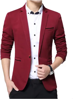 GATMSTZ Men's Single Breasted Slim Fit Suit Blazer Formal Business Groom Jackets
