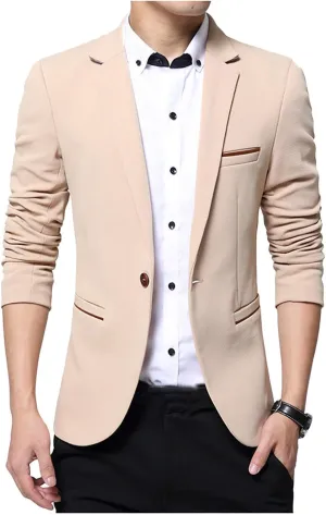 GATMSTZ Men's Single Breasted Slim Fit Suit Blazer Formal Business Groom Jackets