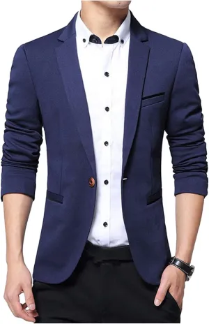 GATMSTZ Men's Single Breasted Slim Fit Suit Blazer Formal Business Groom Jackets
