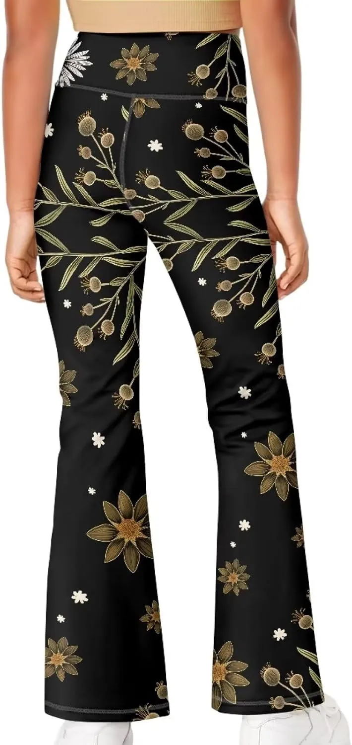 Girls Leggings Size 5-14 Bell Bottom Yoga Pants High Waist Summer Girls' Pants for Dance Elastic Leggings Pants