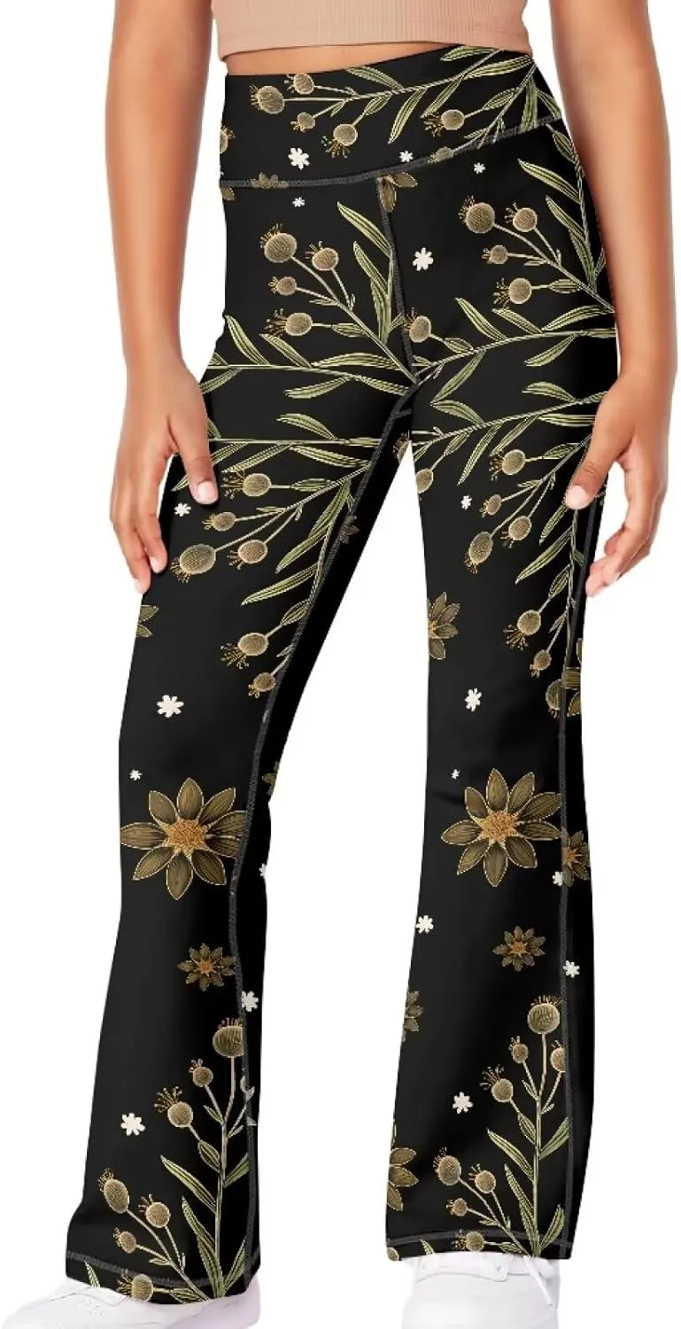 Girls Leggings Size 5-14 Bell Bottom Yoga Pants High Waist Summer Girls' Pants for Dance Elastic Leggings Pants