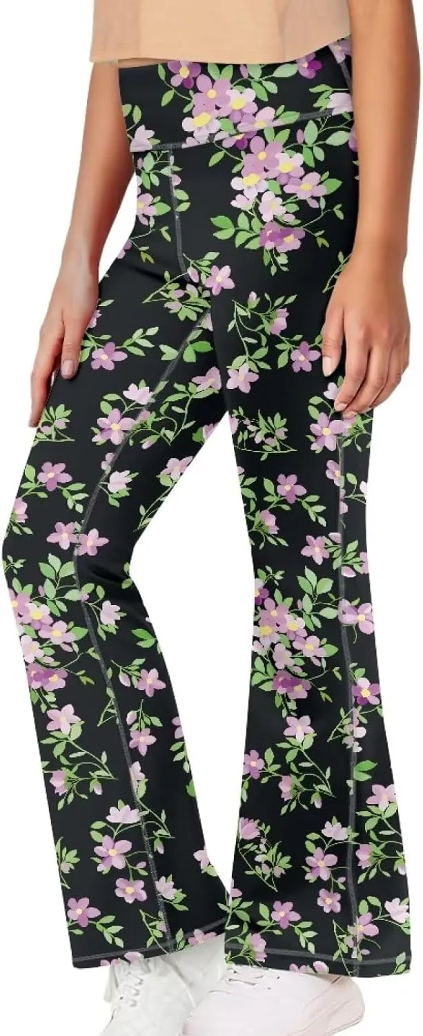 Girls Leggings Size 5-14 Bell Bottom Yoga Pants High Waist Summer Girls' Pants for Dance Elastic Leggings Pants