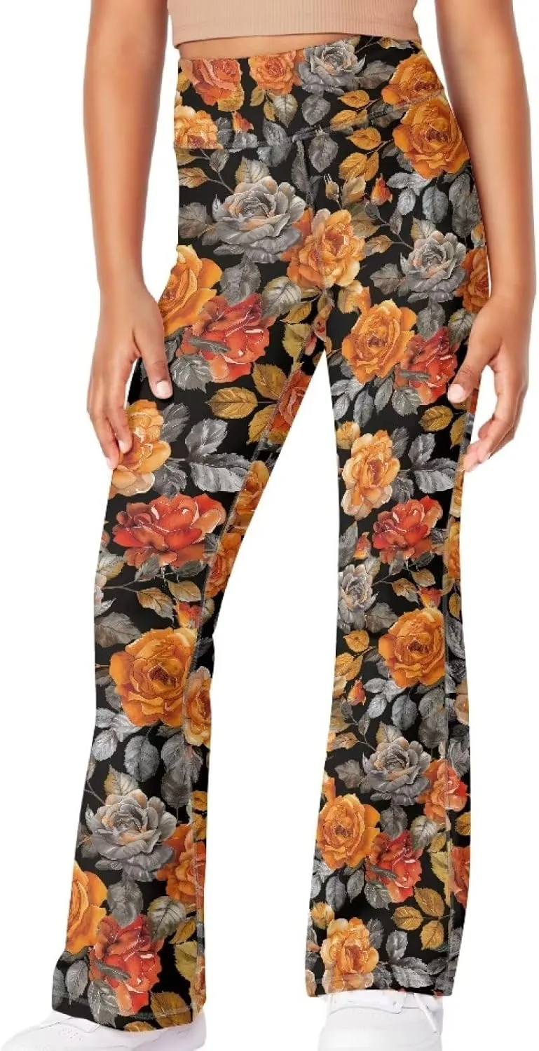 Girls Leggings Size 5-14 Bell Bottom Yoga Pants High Waist Summer Girls' Pants for Dance Elastic Leggings Pants