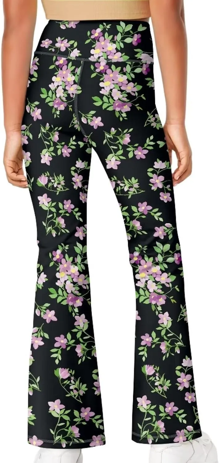 Girls Leggings Size 5-14 Bell Bottom Yoga Pants High Waist Summer Girls' Pants for Dance Elastic Leggings Pants