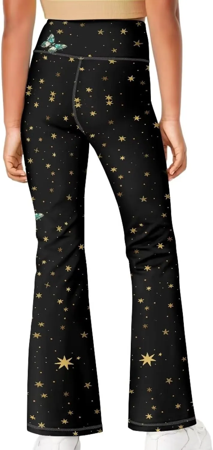 Girls Leggings Size 5-14 Bell Bottom Yoga Pants High Waist Summer Girls' Pants for Dance Elastic Leggings Pants
