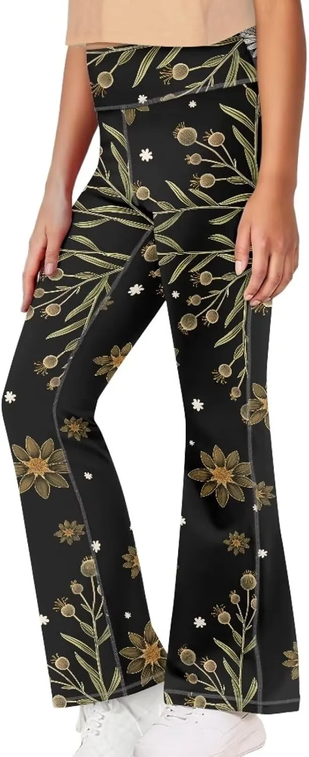 Girls Leggings Size 5-14 Bell Bottom Yoga Pants High Waist Summer Girls' Pants for Dance Elastic Leggings Pants